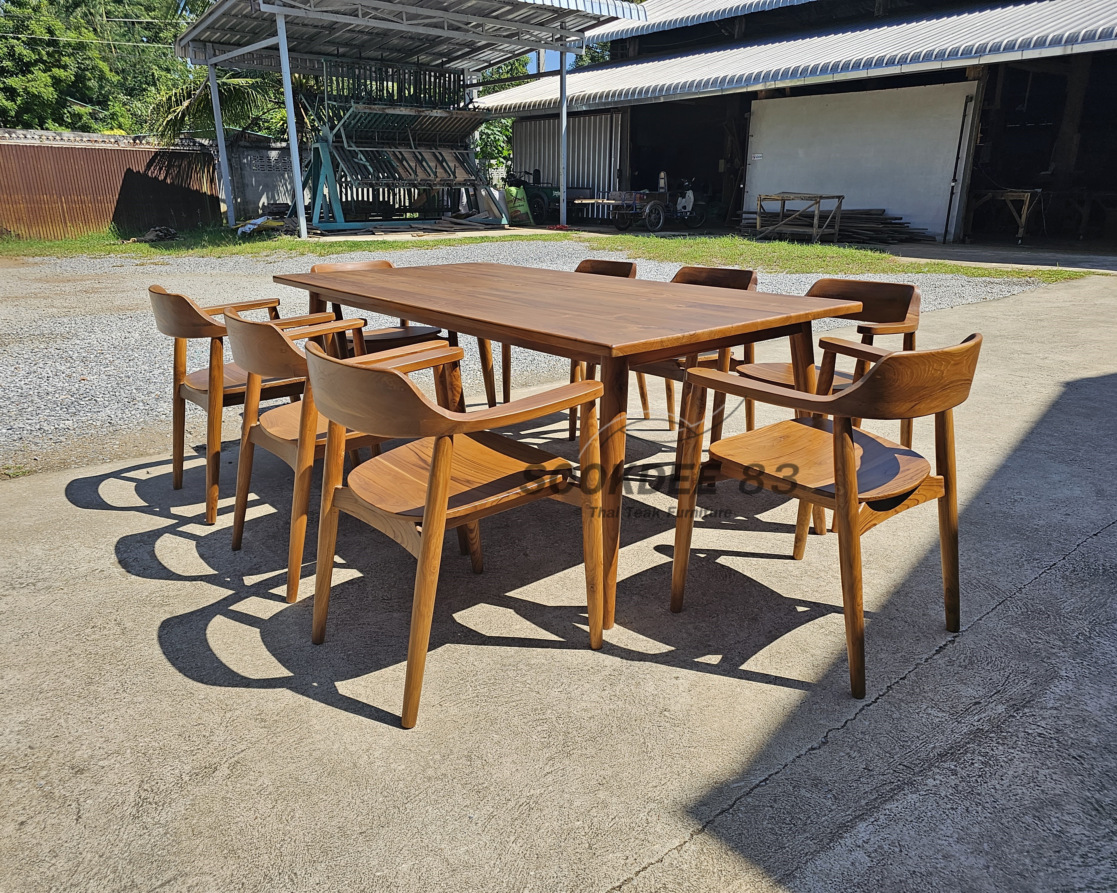 ชุดโต๊ะกินข้าวขาเฉียงมินิมอล 2 ม. เก้าอี้ฮิโรชิมา