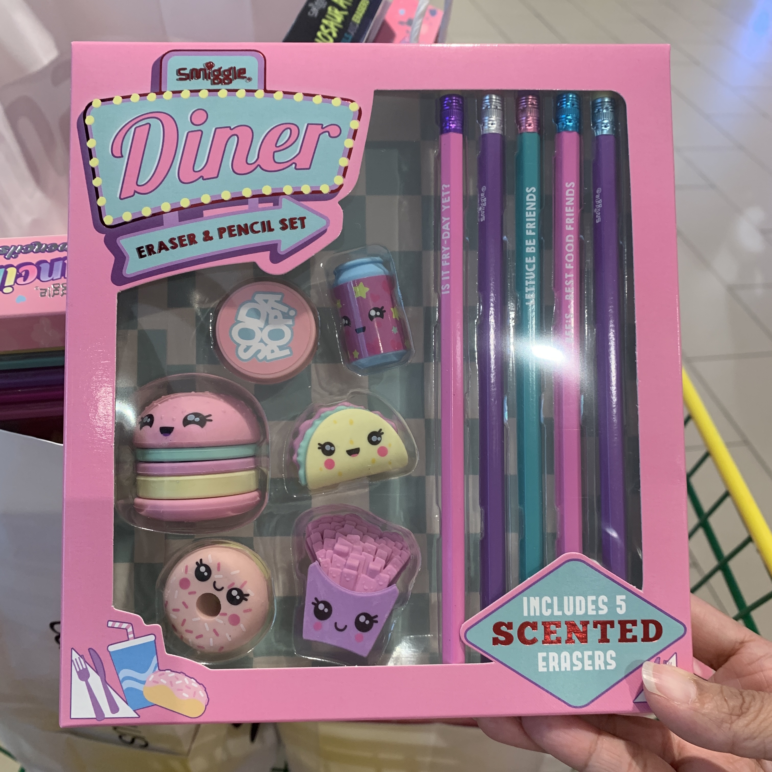 เซ็ตดินสอ ยางลบ Smiggle pencil and eraser set - เบอร์เกอร์
