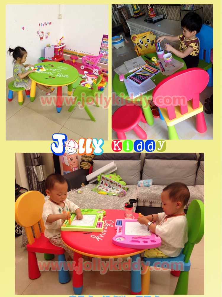 E10906 โต๊ะเขียนหนังสือเด็ก (โต๊ะกลม) สีชมพู