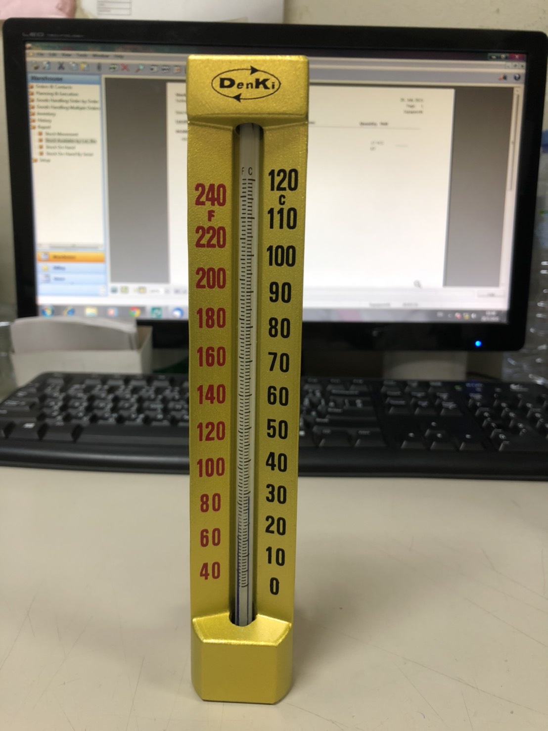 มิเตอร์วัดอุณหภูมิแบบมีปรอท, Denki ,DK-20L (อุณหภูมิ –30-50, 0-120, 0-300°C) ,Denki,มิเตอร์วัดอุณหภูมิแบบมีปรอท,DK-20L Thermometer Dial Gauge