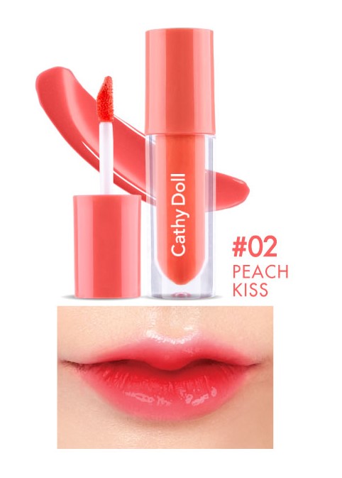 Cathy Doll Glow Gel Tint 2.4G #02 PEACH KISS เคที่ดอลล์ ลิปทินท์เนื้อฉ่ำ โกลว์เจลทินท์ 2.4G สี 02 PEACH KISS