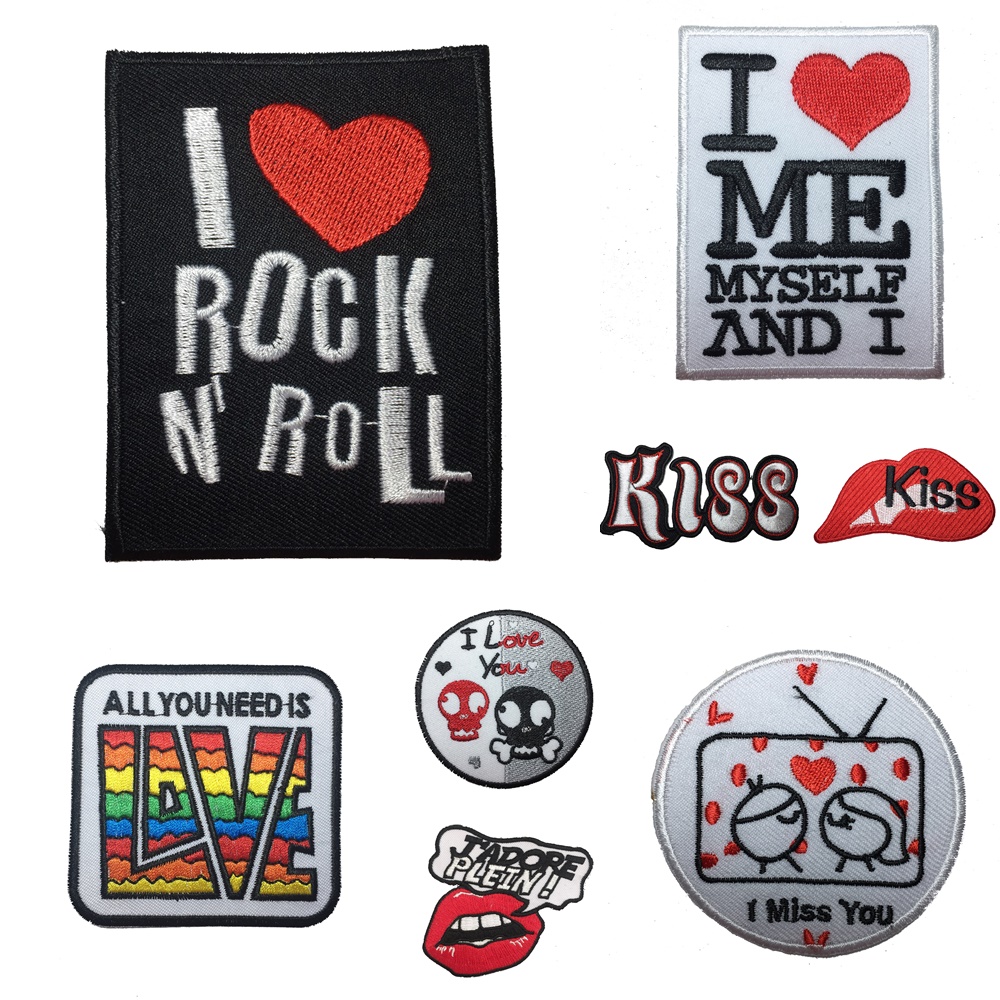 love kiss ตัวรีดติดเสื้อ อาร์มรีด อาร์มปัก ตกแต่งเสื้อผ้า หมวก กระเป๋า แจ๊คเก็ตยีนส์ Cute Embroidered Iron on Patch