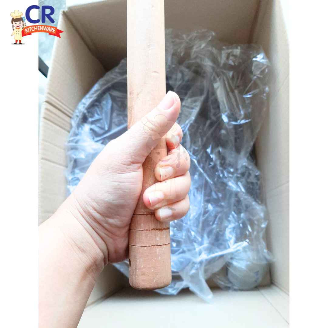 กระชอนสแตนเลส ตาห่าง ด้ามไม้กลม อย่างหนา ตรา V-One