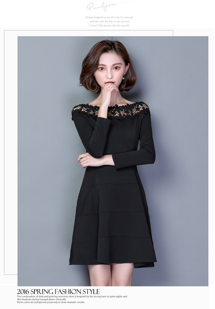 ชุดเดรสสีดำ แขนยาว ส่งฟรี ems