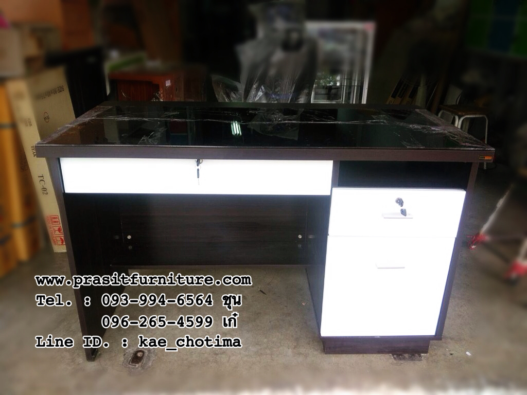 โต๊ะทำงานขนาด 120 ซม. หน้ากระจก รุ่น TB-122