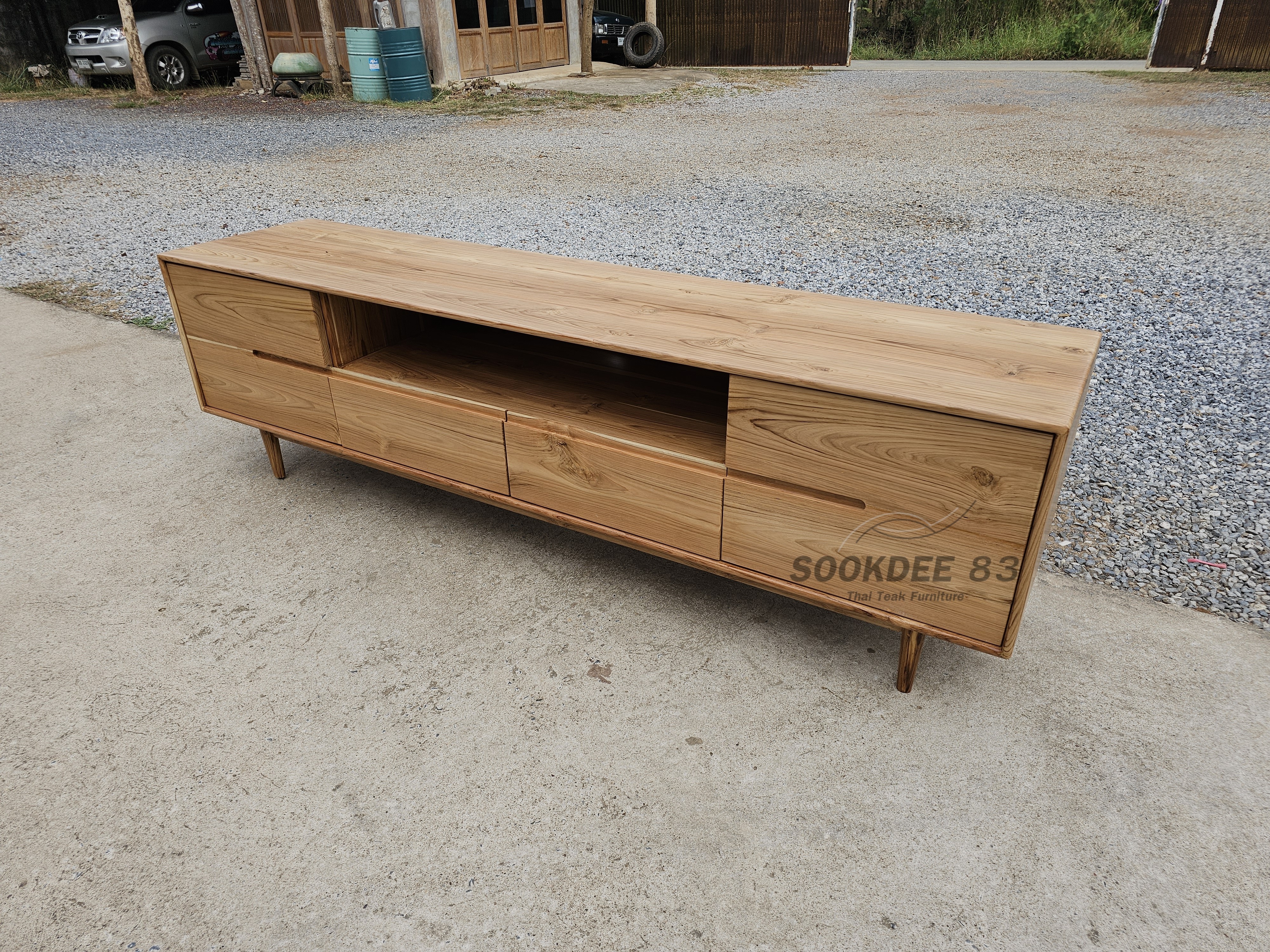 ไซด์บอร์ดบานเปิด 2 ลิ้นชัก ขากลม