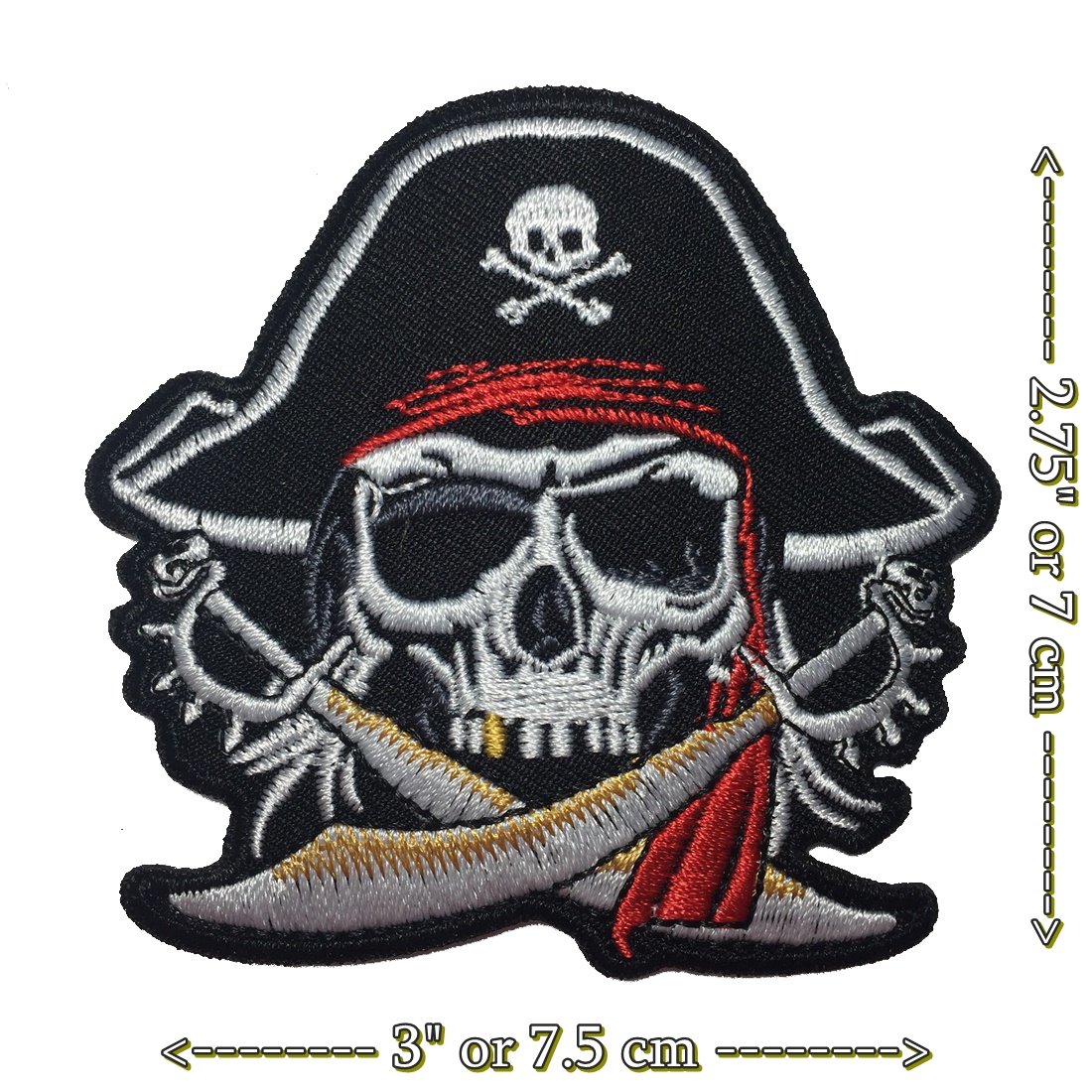 กะโหลก โจรสลัด ดาบไขว้ ตัวรีดติดเสื้อ อาร์มรีด อาร์มปัก ตกแต่งเสื้อผ้า หมวก กระเป๋า แจ๊คเก็ตยีนส์ Dark Embroidered Iron on Patch