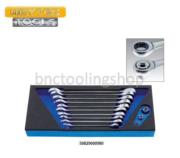ชุดประแจแหวนฟรีพร้อมถาด 13ชิ้น,Set of Combined Ratchet Wrenches 13pcs,HEYTEC,50829000980