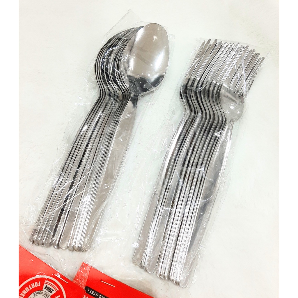 FOFO (เลือกซื้อแยกได้) ช้อน / ส้อม สแตนเลส 1.0 มม. ลายขอบตั้ง (แพ็คละ 12 ชิ้น)