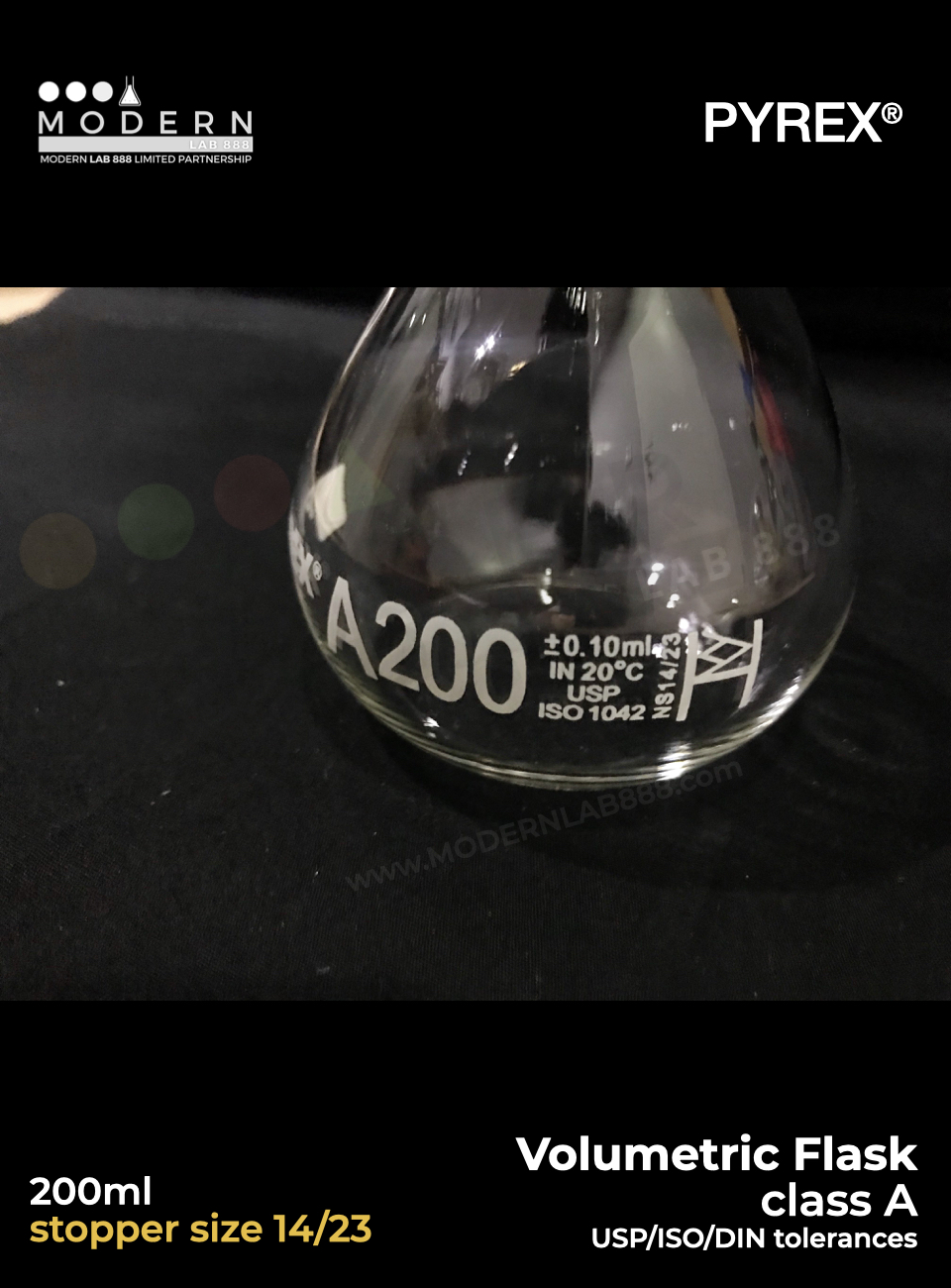 ขวดวัดปริมาตร / Volumetric Flasks, Class A (Batch Certificate), PYREX