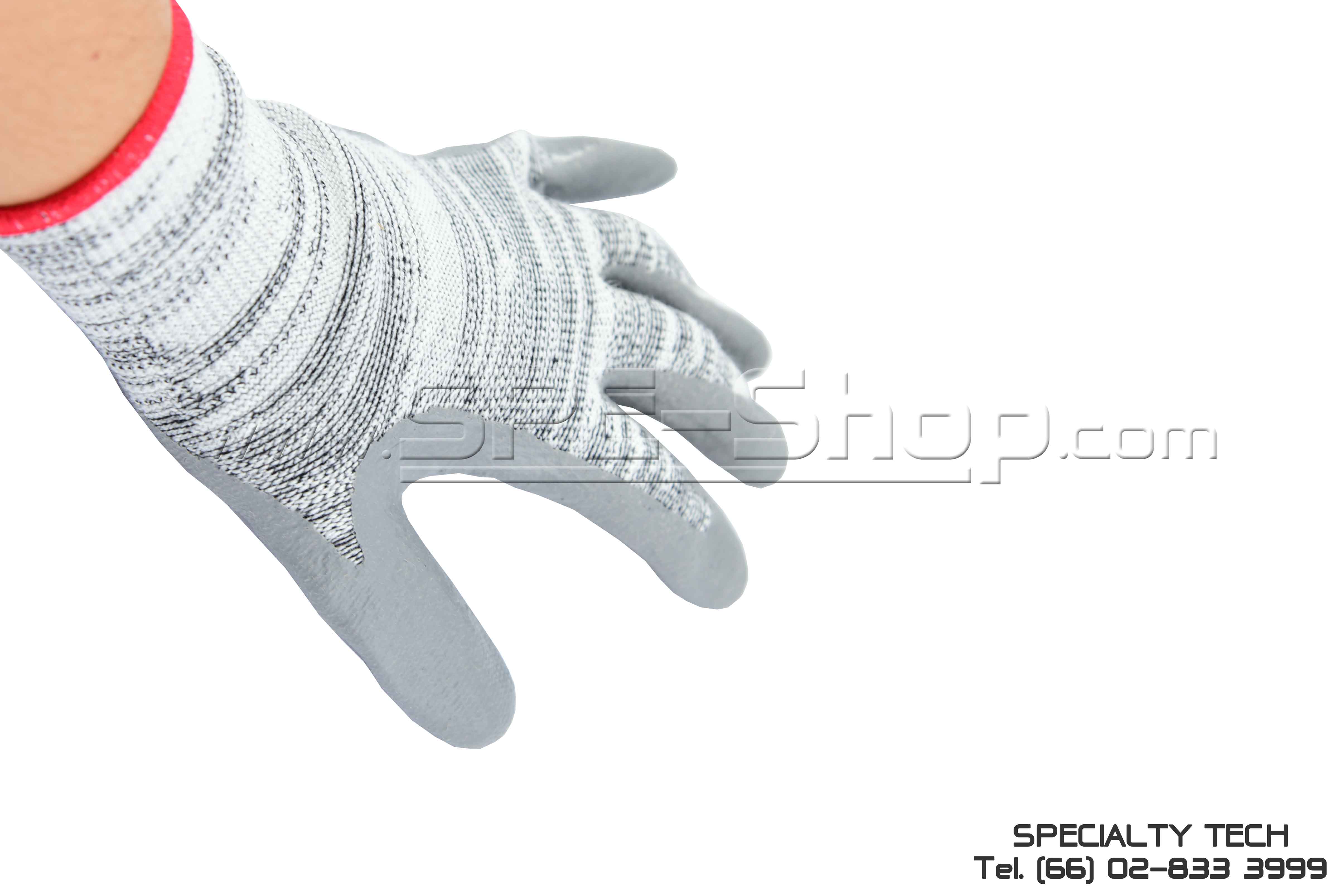 ถุงมือถักกันบาดเส้นด้าย Dyneema/Tsunooga เคลือบไนไตร