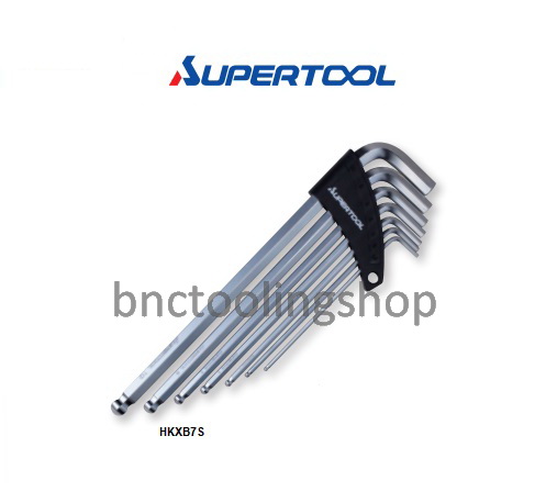 ประแจหกเหลี่ยมหัวบอล ตัวยาวพิเศษ (7ตัว/ชุด),Extra Long Arm Baii-Point Hex Key Wrench,Supertool (7pcs/set),HKXB7S