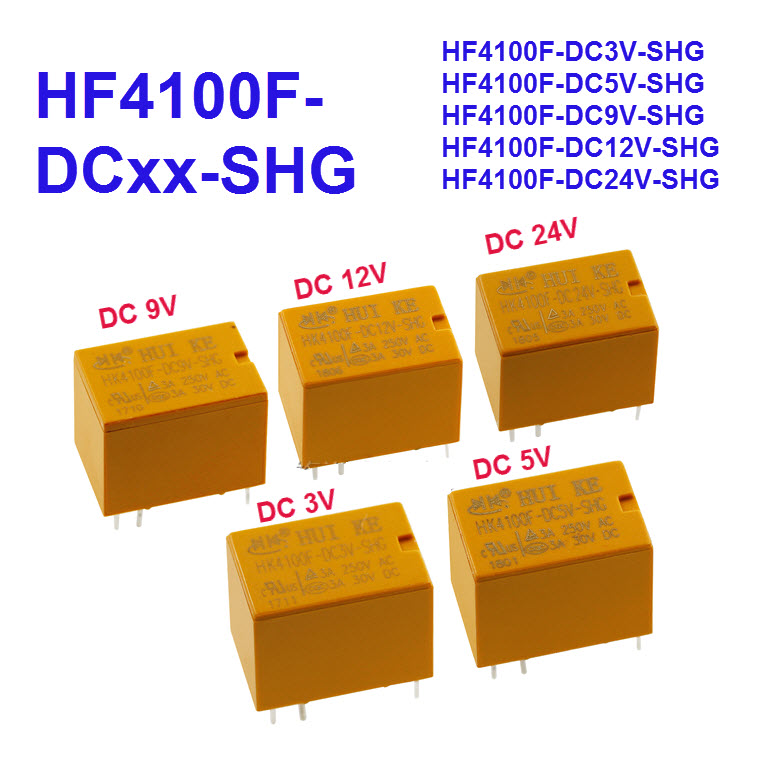รีเลย์ RELAY HF4100F-DCxxx-SHG DC3V 5V 9V 12V สำเนา