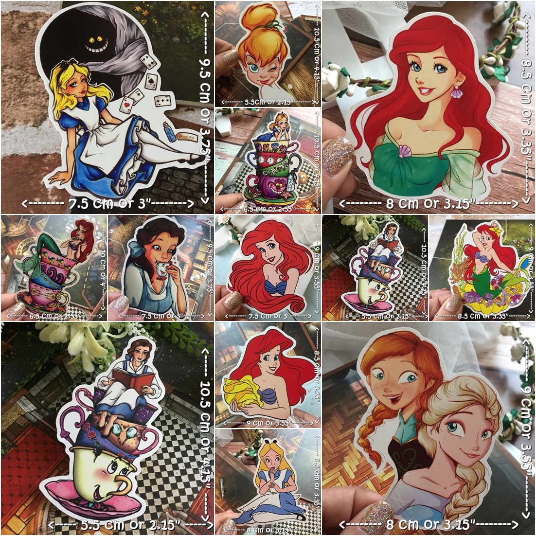 เจ้าหญิง สวยน่ารัก สติกเกอร์ เคลือบกันน้ำ ติดกระเป๋าเดินทาง มอเตอร์ไซด์ Laptop เคสโทรศัพท์ กระบอกน้ำ Waterproof Decal Sticker