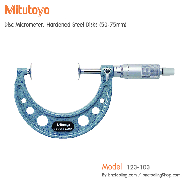 Mitutoyo,Disc Micrometer, Hardened Steel Disks (50-75mm),123-103