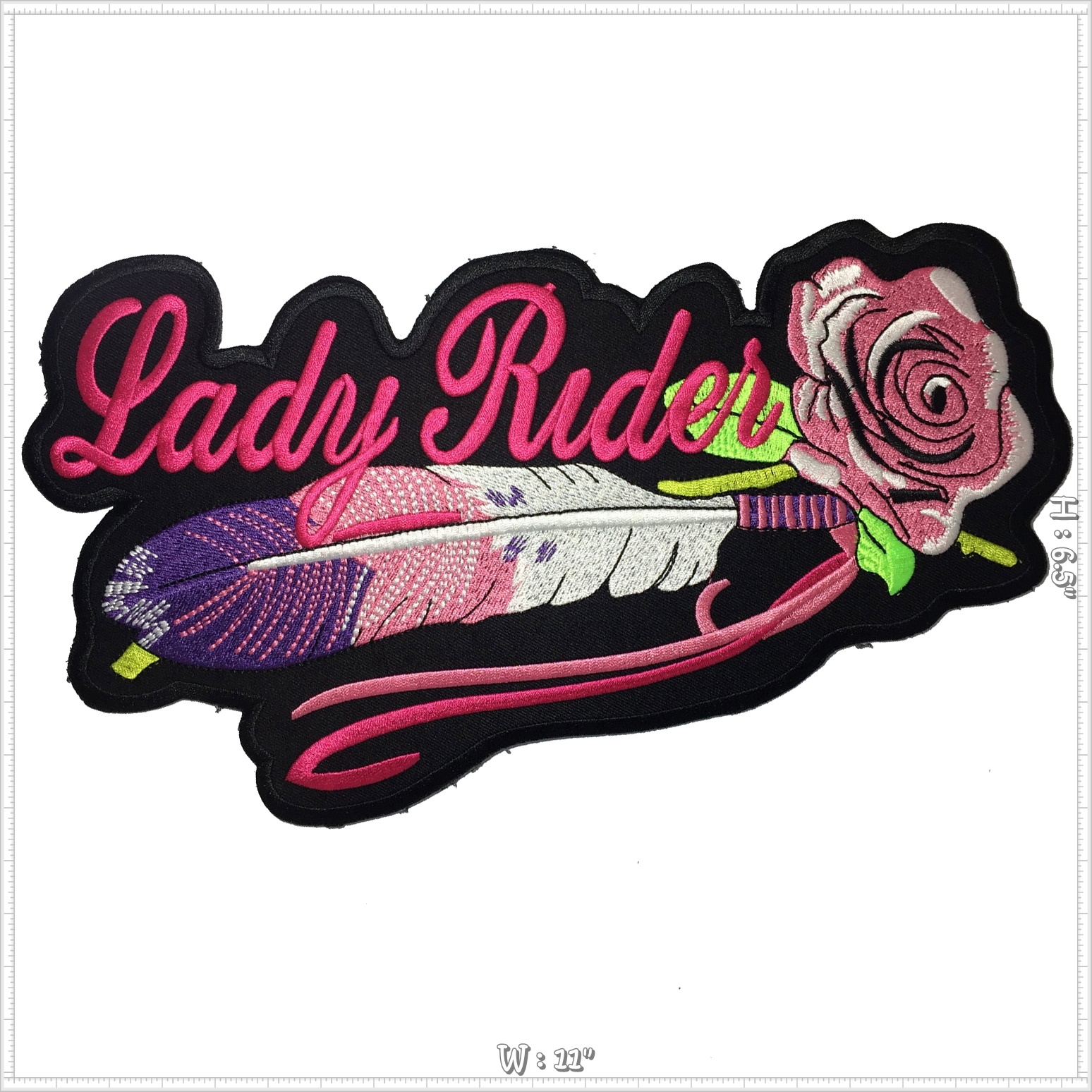 Lady Rider ตัวรีดติดเสื้อ อาร์มรีด อาร์มปัก ตกแต่งเสื้อผ้า หมวก กระเป๋า แจ๊คเก็ตยีนส์ Embroidered Iron on Patch ไซส์ใหญ่