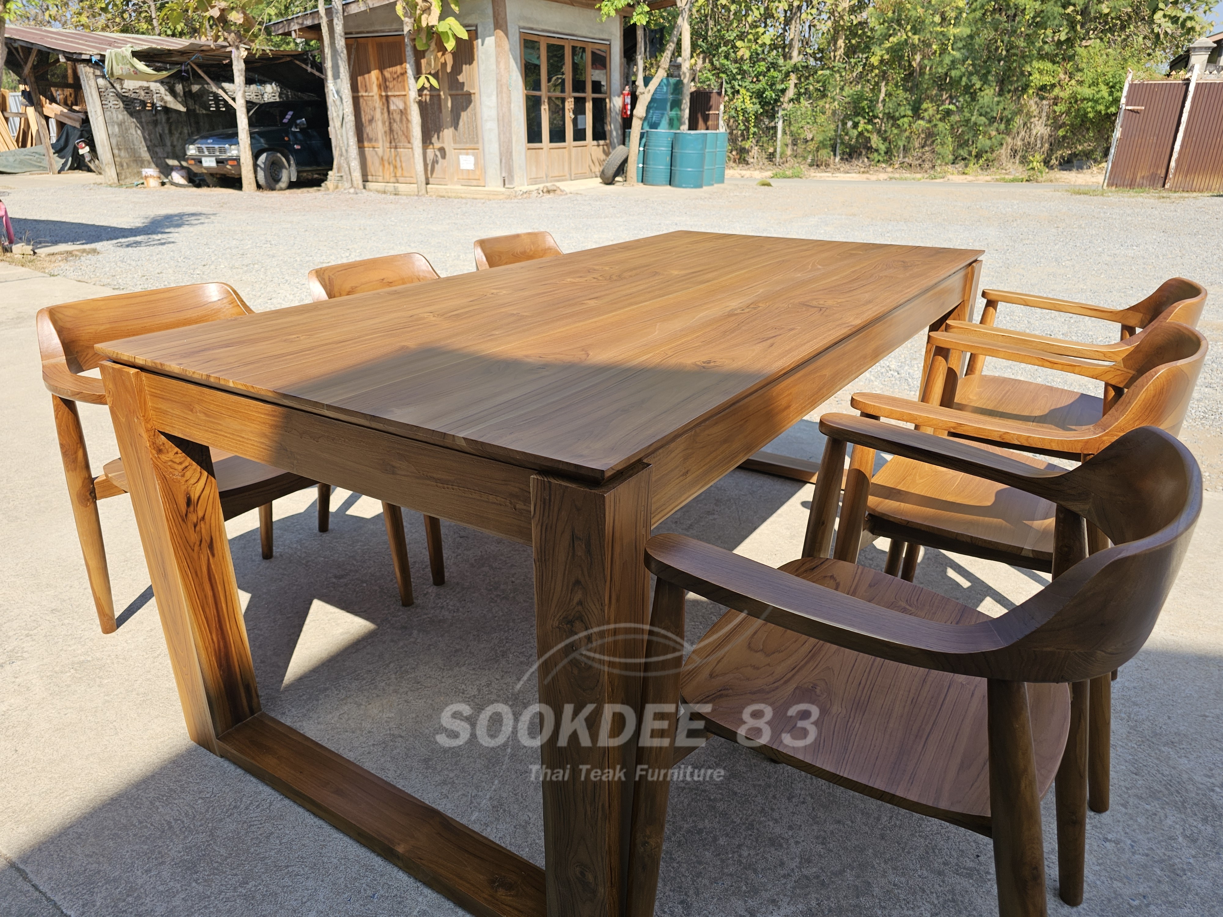 ชุดโต๊ะกินข้าวขายูใหญ่ ท๊อปปากฉลาม เก้าอี้ฮฮิโรชิมา