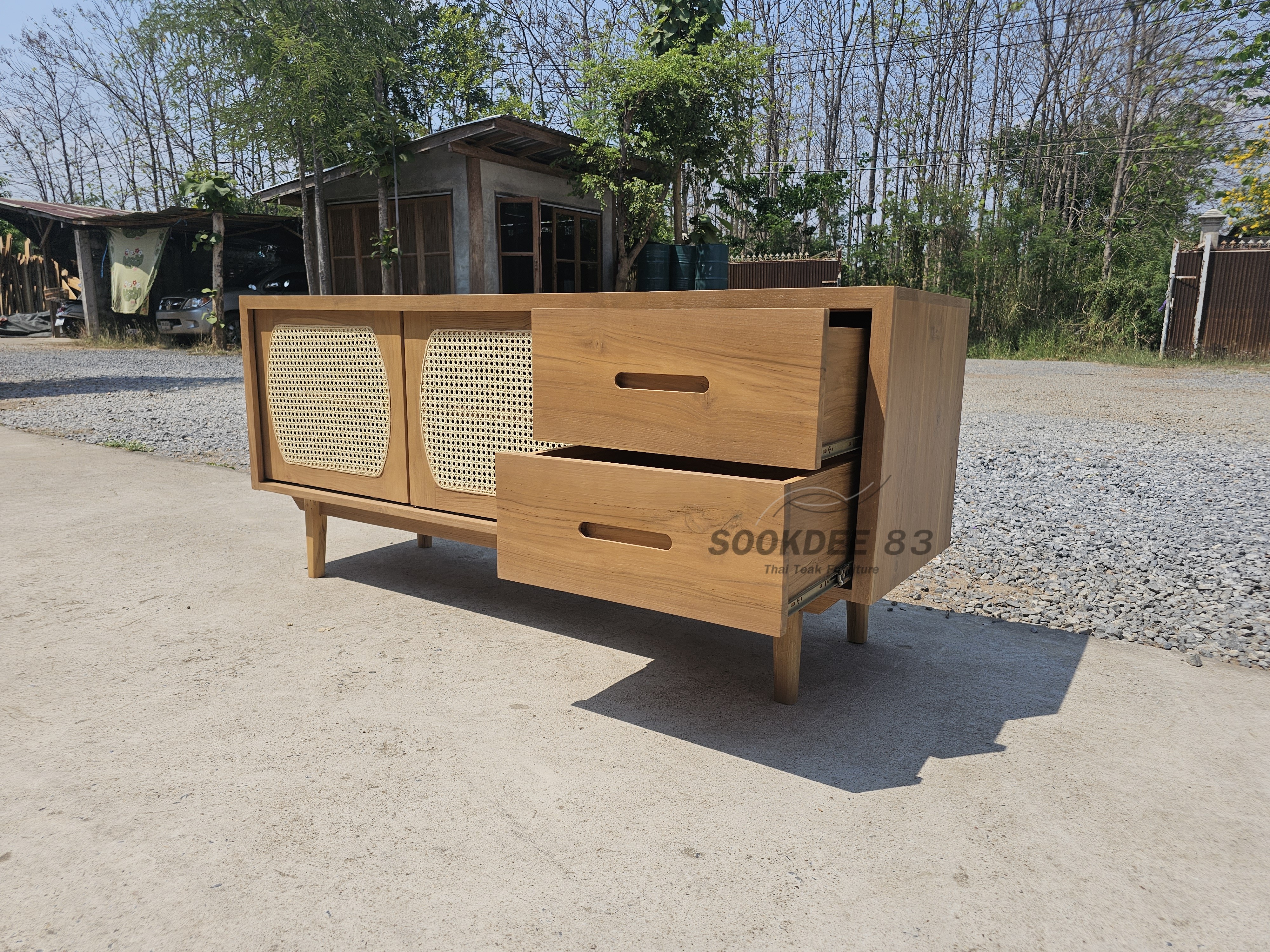 ตู้เก็บของบานหวายสไลด์ (สีสัก)