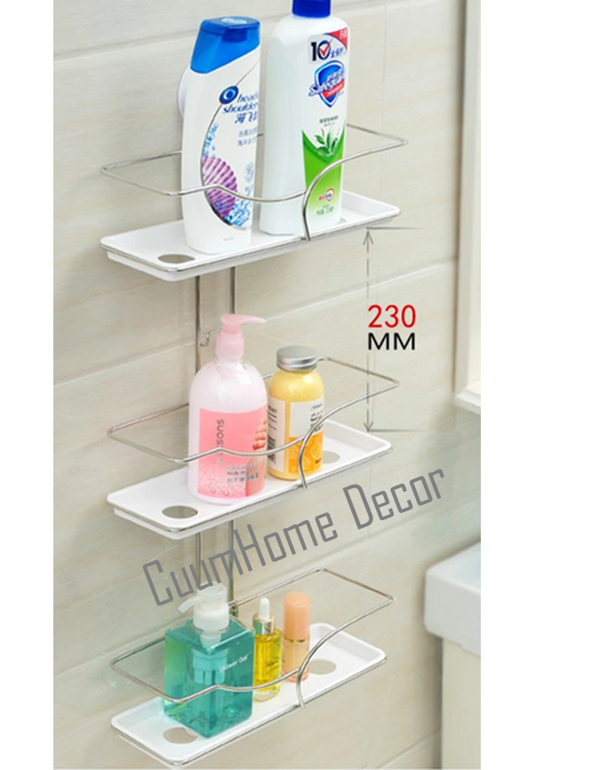 VR-17 ชั้นวางอุปกรณ์ 3 ชั้น สไตล์ธรรมชาติ ไม่ต้องเจาะผนัง