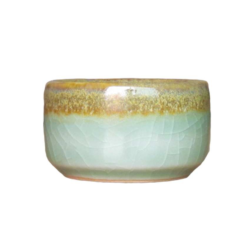 เชิงเทียน ที่วางเทียนทีไลท์ ศิลาดล (เซลาดล) สีเขียวหยกขอบทอง