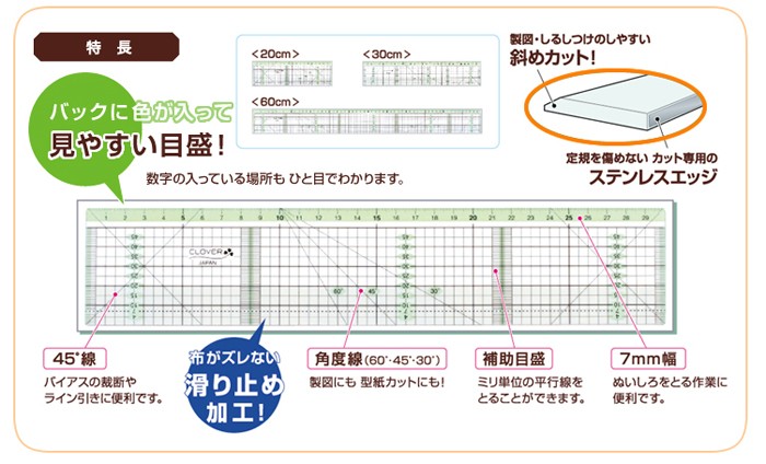 Clover 57-945ไม้บรรทัดงานPatchwork