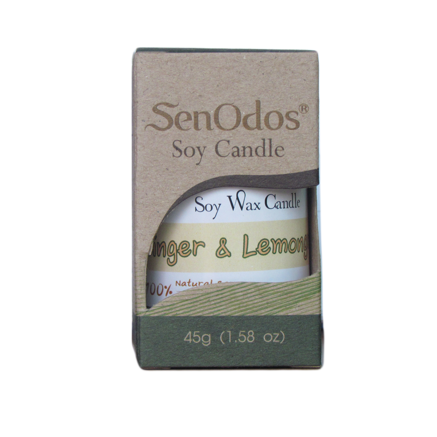 SenOdos เทียนหอม อโรม่า เทียนหอมสปา Ginger + Lemongrass Scented Soy Candle Aroma 45 g - กลิ่นขิง + ตะไคร้