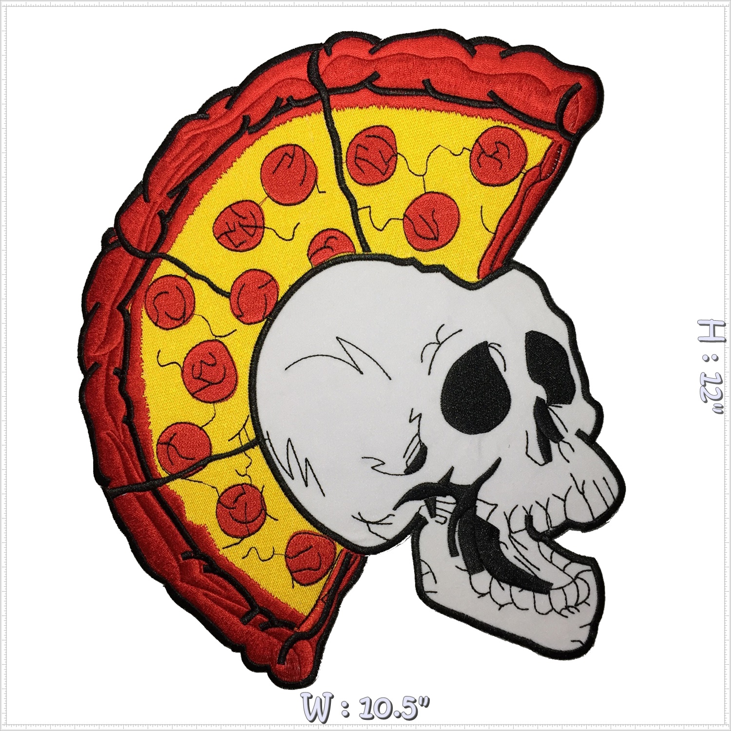 กะโหลก โมฮ็อค พิซซ่า พังค์ ไบค์เกอร์ มอเตอร์ไซค์ ตัวรีดติดเสื้อ อาร์มรีด อาร์มปัก ตกแต่งเสื้อผ้า หมวก กระเป๋า แจ๊คเก็ตยีนส์ Embroidered Iron on Patch ไซส์ใหญ่