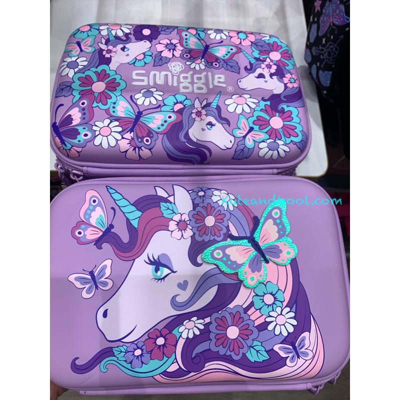 กล่องดินสอ Smiggle Double up Hardtop Pencil Case - Hi There- ม่วง
