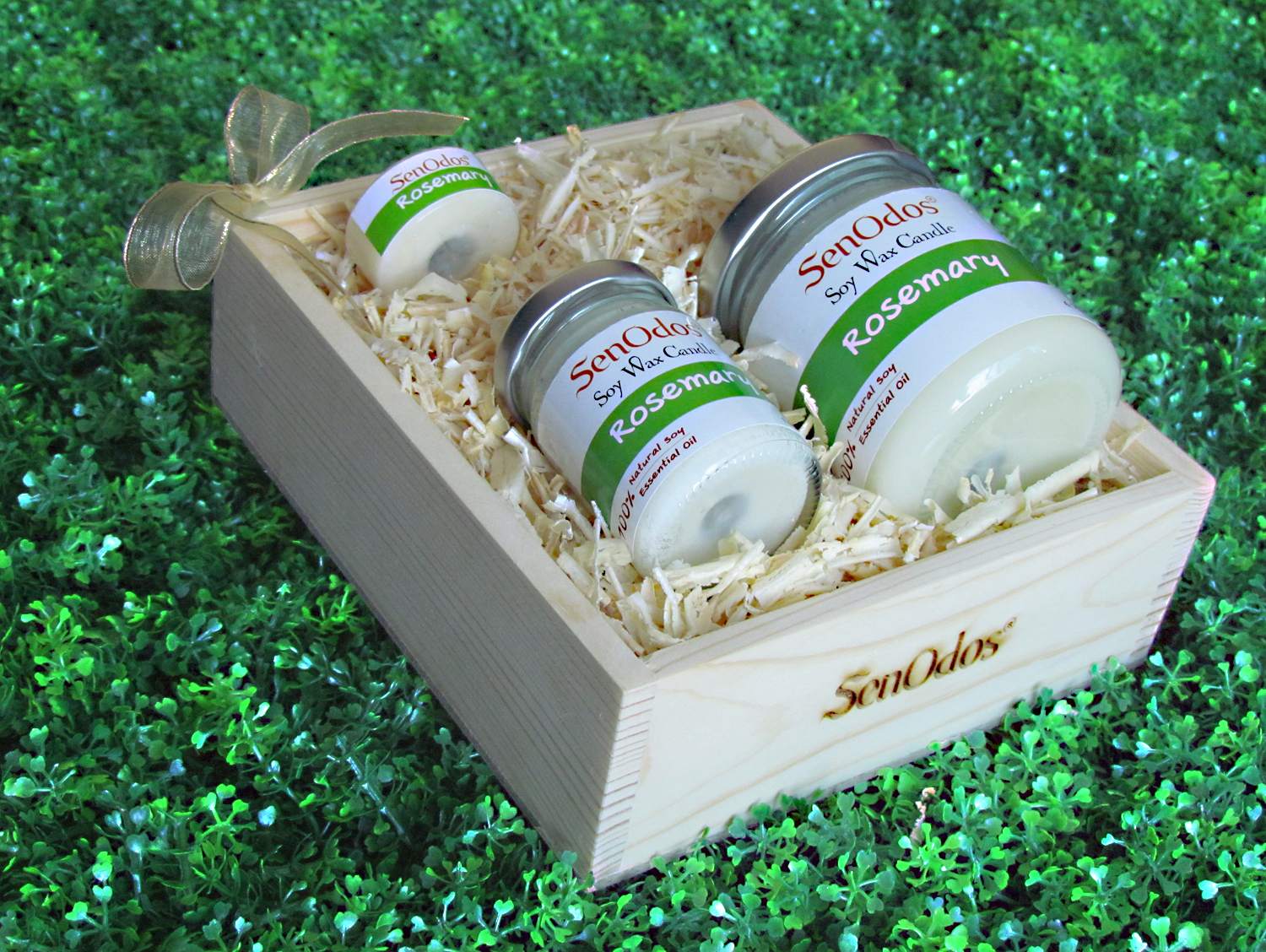 SenOdos Lover Set ชุดของขวัญ ชุดกิ๊ฟเซ็ต Gift Set เทียนหอม อโรม่า Rosemary Scented Soy Candle Aroma Set ชุดเทียนกลิ่นโรสแมรี่แท้ บรรจุในกล่องไม้สน รูปทรงเหลี่ยม สวยงาม คุณภาพดี นำเข้าจากนิวซีแลนด์