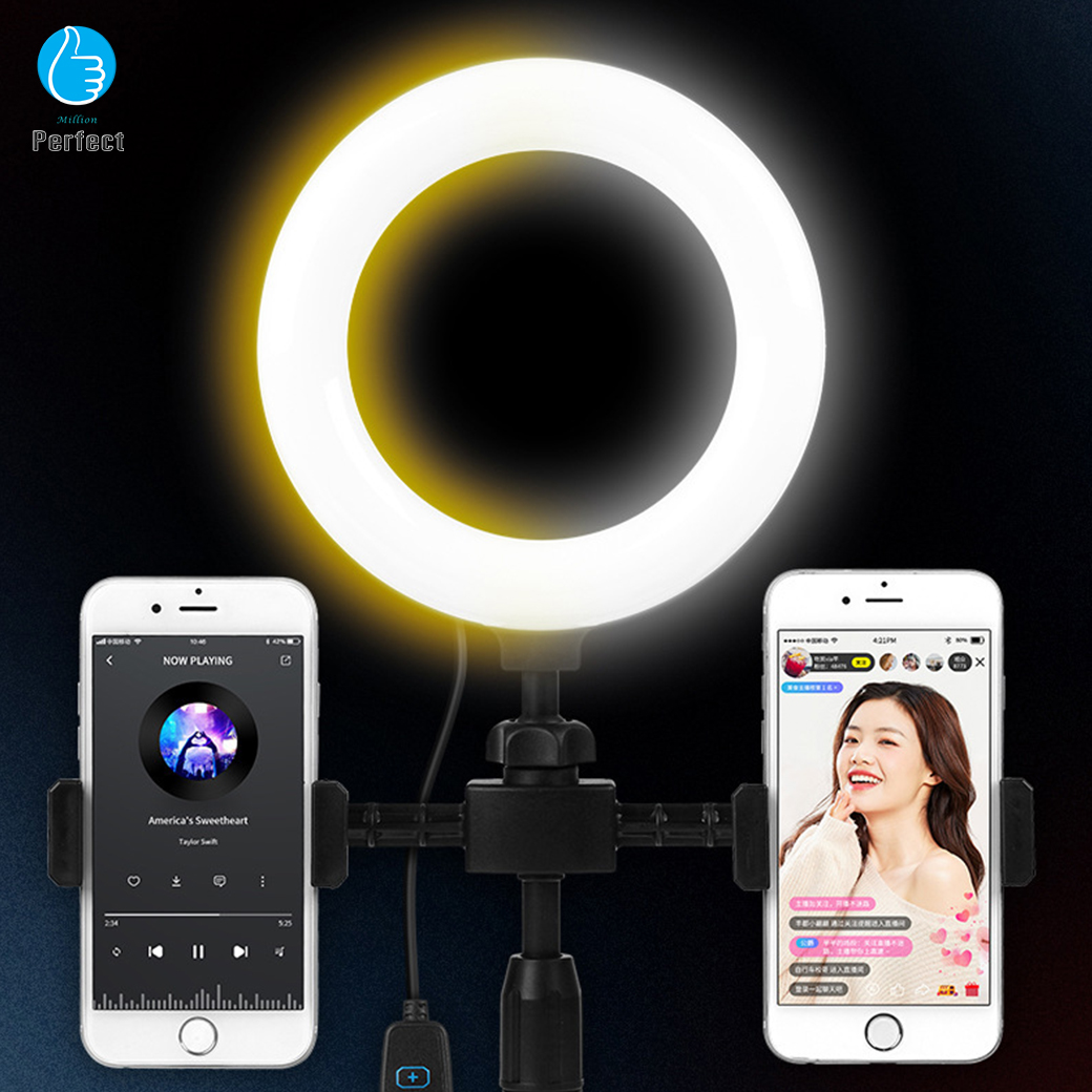 ขาตั้งมือถือโทรศัพท์ รุ่น PHL2 ขาตั้งปรับระดับได้ ที่ยึดมือถือ2ตัว พร้อมไฟLED ปรับลดเพิ่มระดับความสว่าง