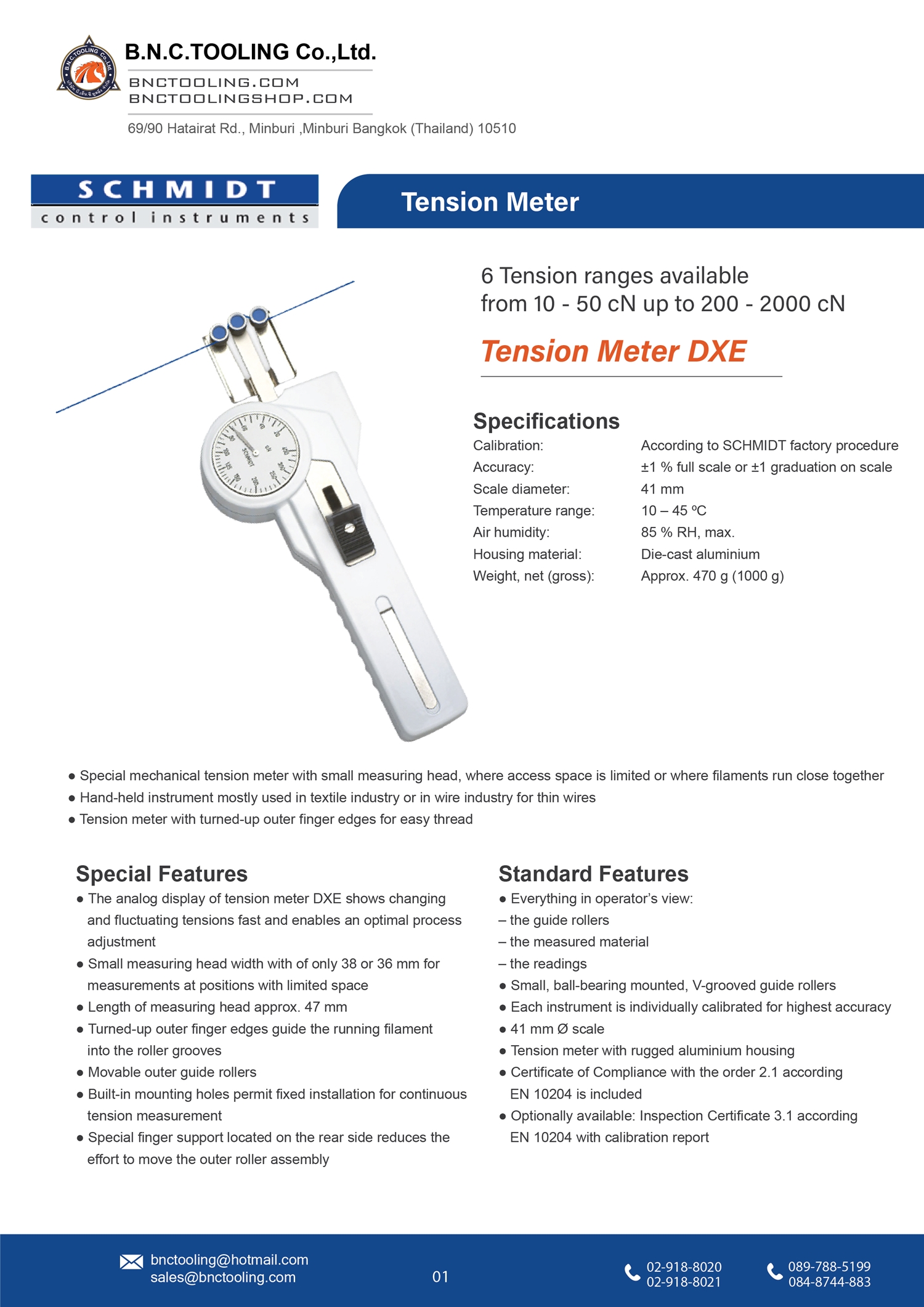 SCHMIDT,6 Tension ranges available from 10-50cN up to 200-2000cN,DXE