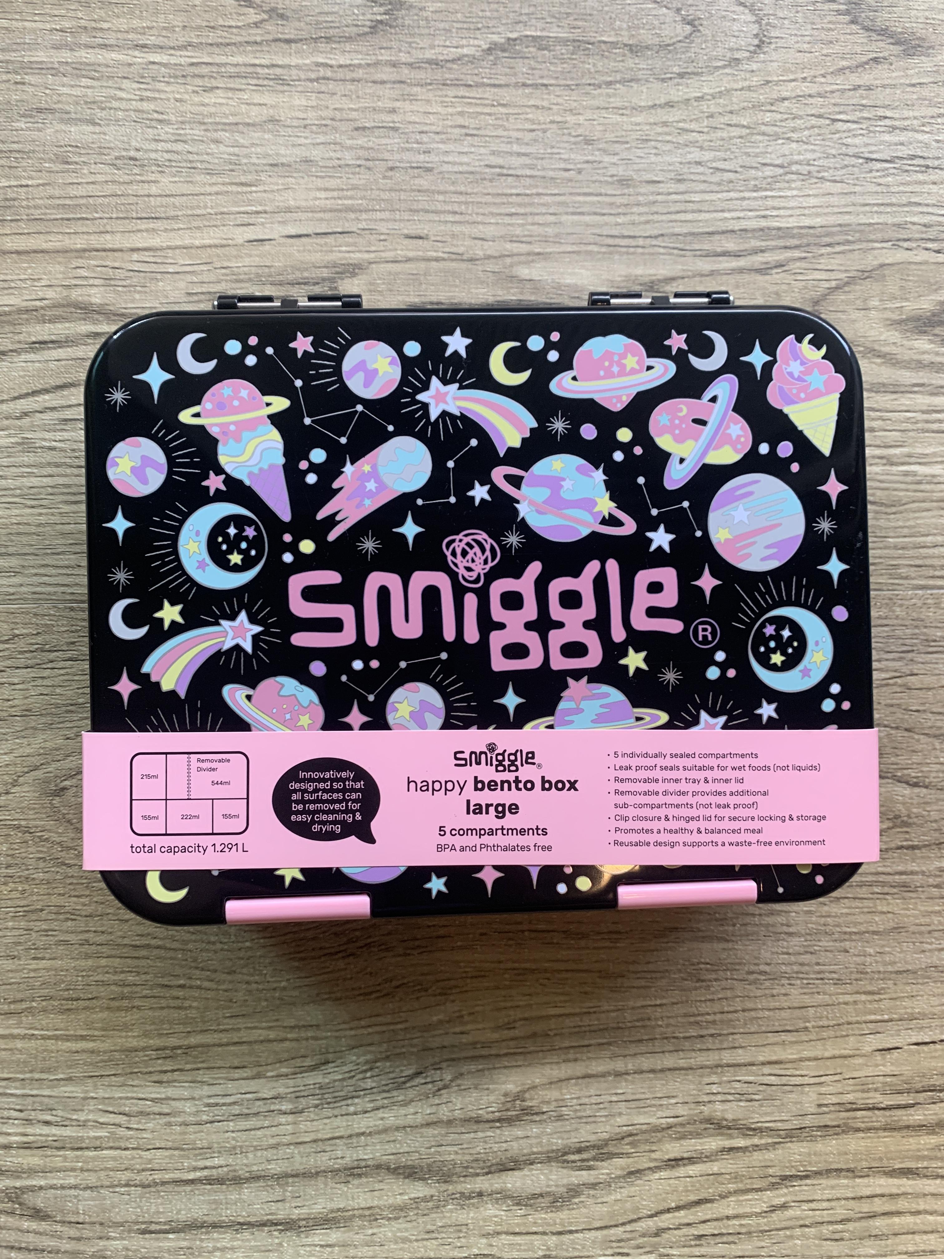 กล่องข้าว ใหญ่ Smiggle happy bento box Big - อวกาศ ชมพู