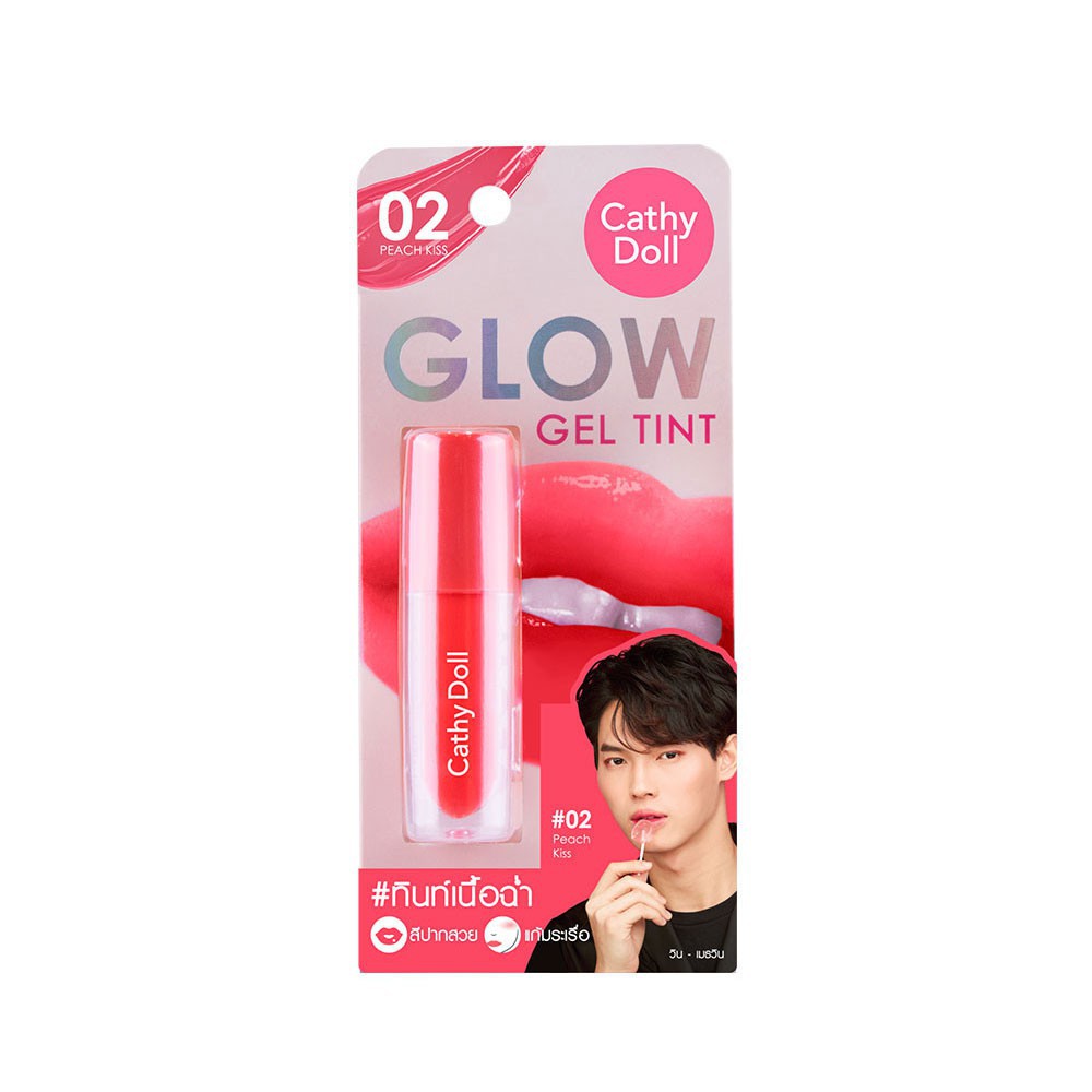 Cathy Doll Glow Gel Tint 2.4G #02 PEACH KISS เคที่ดอลล์ ลิปทินท์เนื้อฉ่ำ โกลว์เจลทินท์ 2.4G สี 02 PEACH KISS