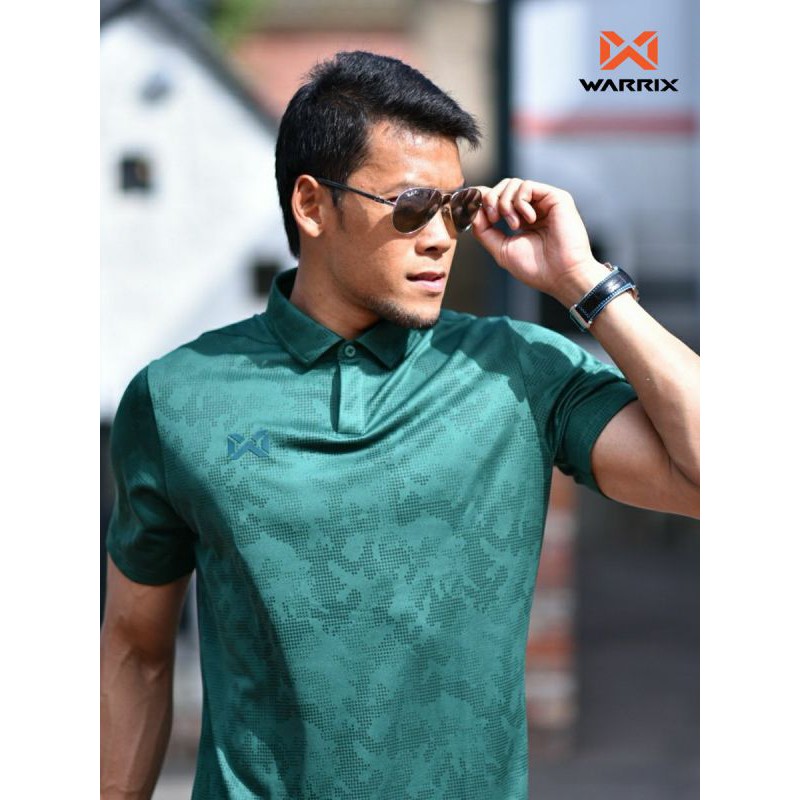 WARRIX เสื้อโปโลพิมพ์ลาย วาริกซ์ รุ่นใหม่ VENTILATION (WA 202PLACL01) วอริกซ์ แท้ 100% กรมท่า/แดง/เหลือง/เขียว/เทา/ฟ้า