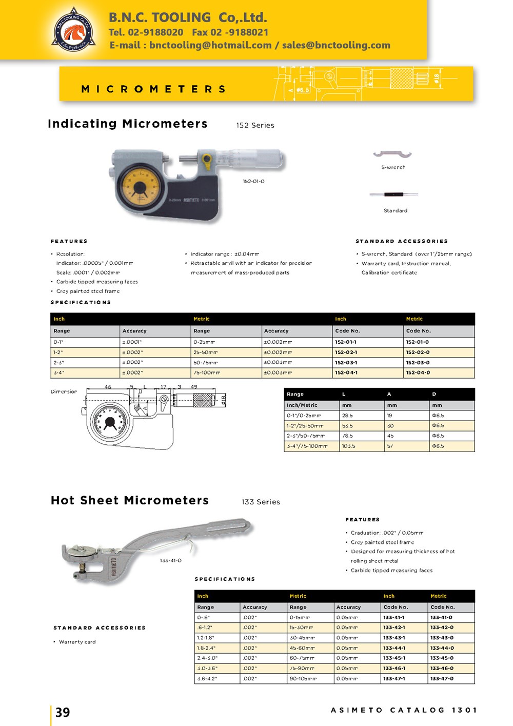 ASIMETO,P39,Indicating Micrometers,152-01-0