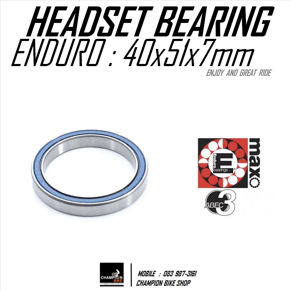 ลูกปืนคอจักรยาน 40x51x7mm ENDURO BEARING : B-543 2RS MAX DROP IN TAPER 40x51x7mm HEADSET SI BEARING