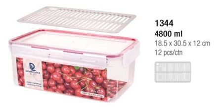 Double Lock กล่องถนอมอาหาร มีตะแกรงรอง รุ่น 1344 จุ 4800ml. Cherry Series ฝาล็อคสุญญากาศ JCJ