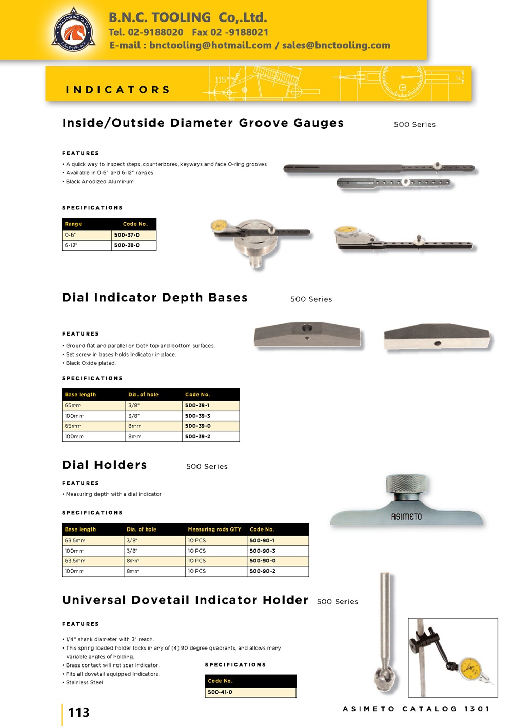 ASIMETO,P113,InsideOutside Diameter Groove Gauges,500-37-0
