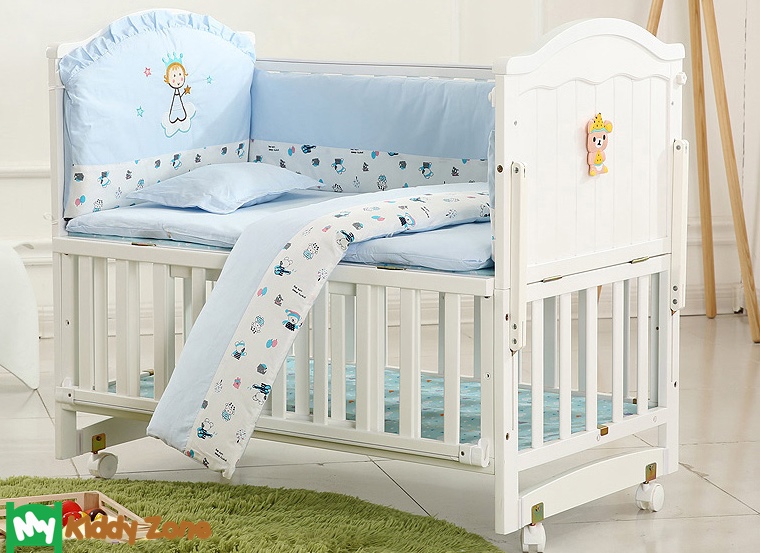 เตียงนอนเด็กไม้สีขาว (WW1) รุ่นอเนกประสงค์ปรับใช้ได้หลายฟังชันก์ B10142