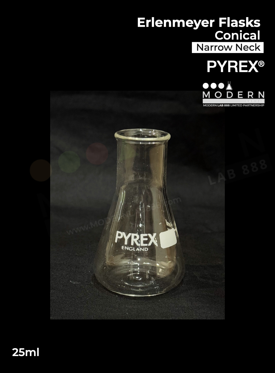 ขวดรูปชมพู่ / Erlenmeyer Flasks, Conical, Narrow Neck, PYREX