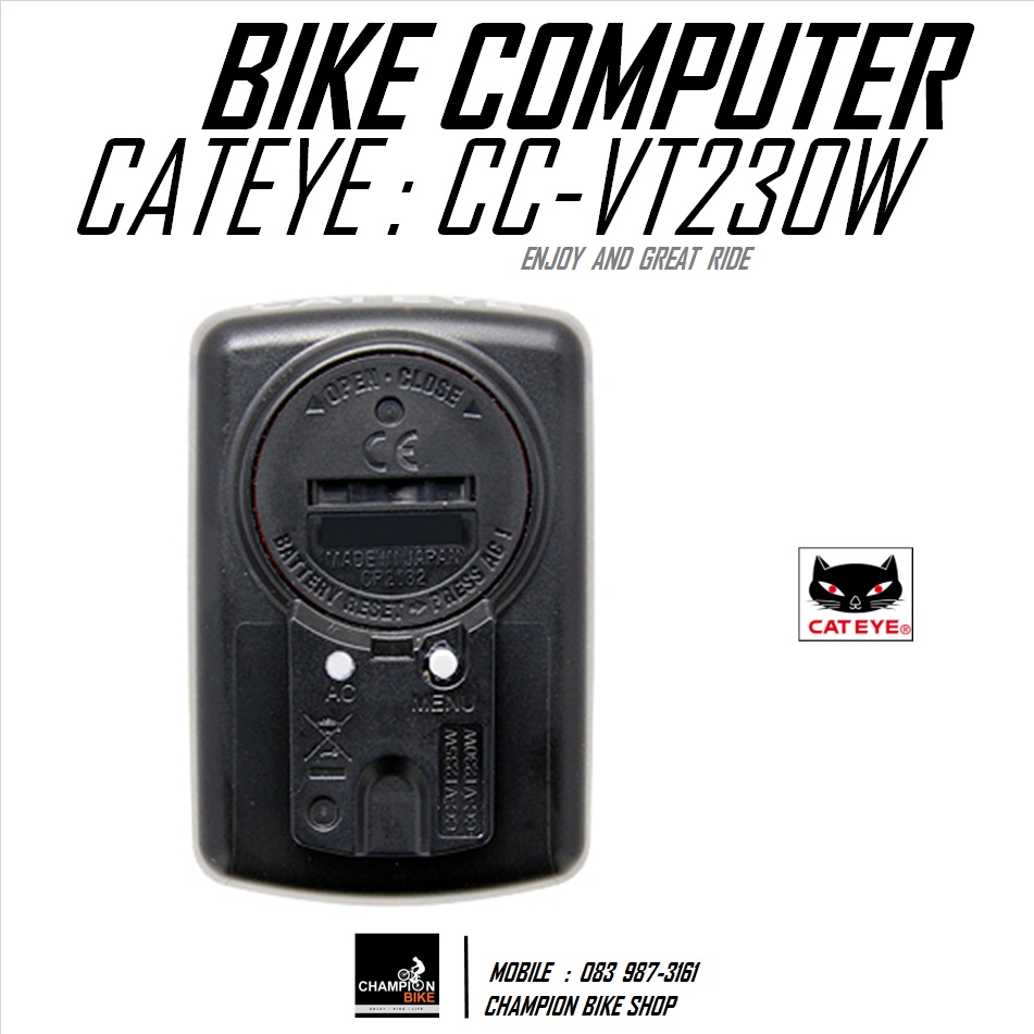 ไมล์วัดวามเร็วจักรยาน CATEYE : VT230W VELO WIRELESS BIKE COMPUTER สีดำ