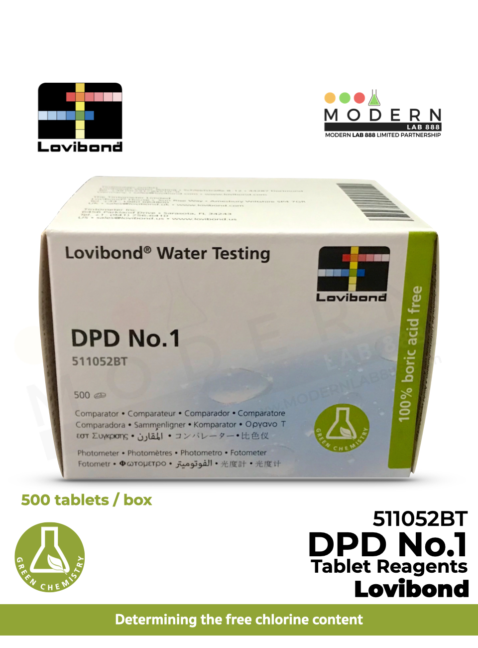 DPD No.1, Lovibond (500 Tablets), #511052BT / เม็ดยาวัดคลอรีน