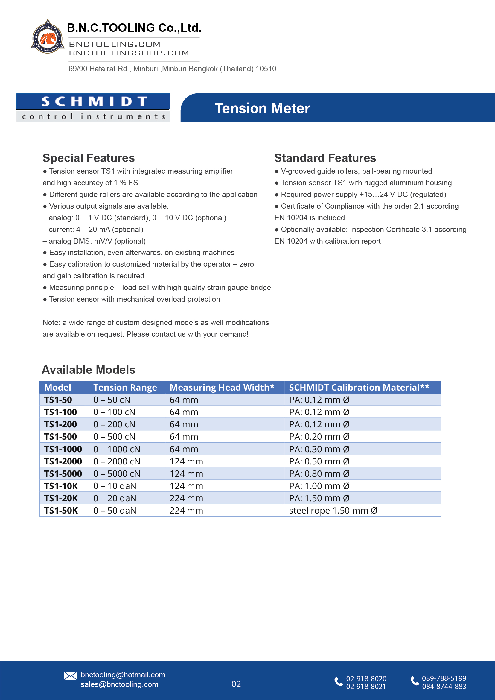 SCHMIDT,10 Tension ranges available from 0 - 50 cN up to 0 - 50 daN,TS1