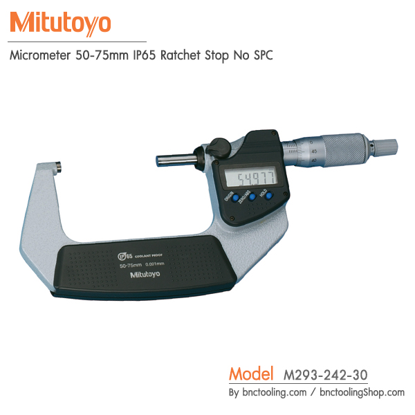 Mitutoyo,Micrometer 50-75mm IP65 Ratchet Stop No SPC,M293-242-30