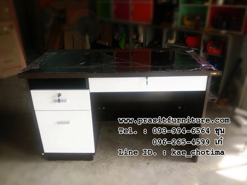 โต๊ะทำงานขนาด 120 ซม. หน้ากระจก รุ่น TB-122
