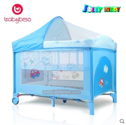 ฺB10103 เตียงplaypen สะดวกพับเก็บได้ สินค้าใหม่คุณภาพดี A2 สีฟ้า