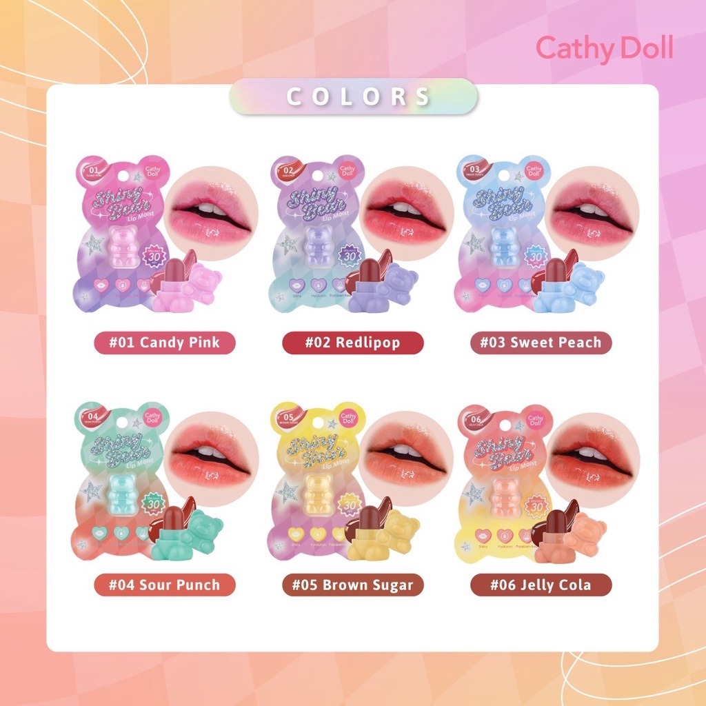 Cathy Doll Shiny Bear Lip Moist 1.1G #02 REDLIPOP เคที่ดอลล์ ไชน์นี่แบร์ลิปมอยส์ ขนาด 1.1g สี 02 เรดลี่ป๊อป