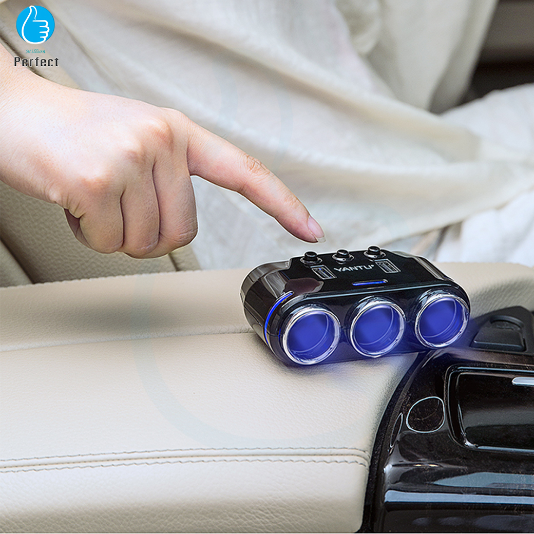 YANTU Car Charger เพิ่มจุดบุรี่ 3 ช่อง USB 2 port ในรถยนต์ YANTU รุ่น B39 มีสาย