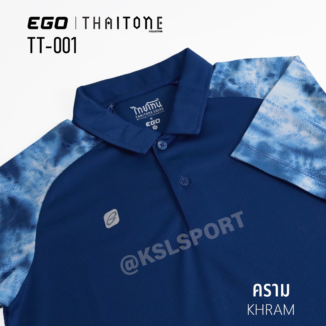 Ego Sport เสื้อโปโลอีโก้ สปอร์ต Tiedye รุ่น Thai Tone (ไทยโทน) เสื้อโปโลมัดย้อม แขนสั้น ไหล่สโลป (TT-001) - สีเขียวเข้ม/ฟ้าเข้ม/ฟ้า/คราม/เขียวอ่อน/ม่วง