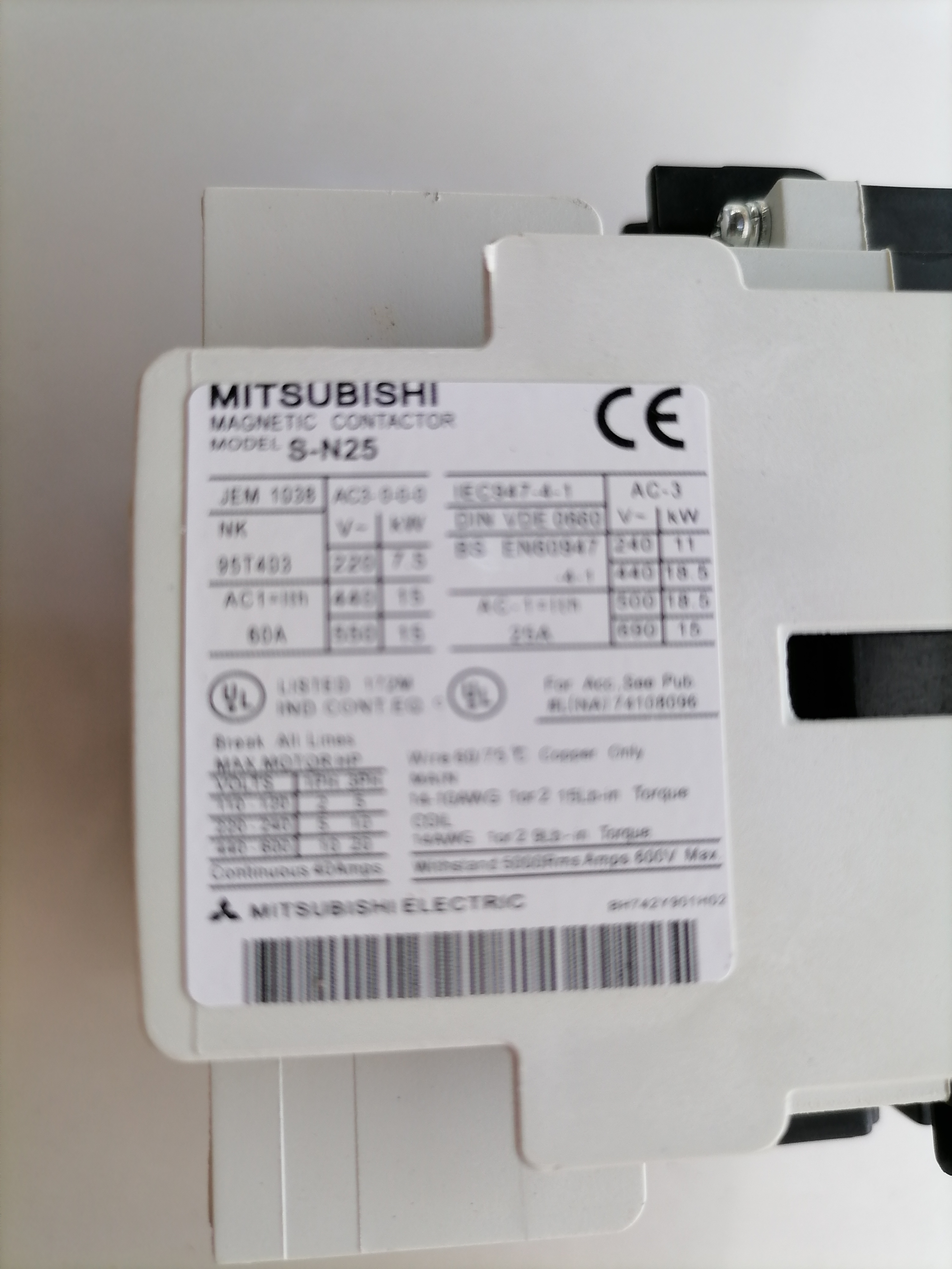 Mitsubishi TECO Magnetic S-N25 220V